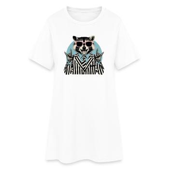 Raton laveur berçant en costume rayé - Robe T-shirt Femme - blanc - Devant