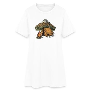Mountain camping tent evening - Women’s T-Shirt Dress - white - Front