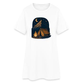 Mountain Night: Fire, Tent and Starry Sky - Women’s T-Shirt Dress - white - Front
