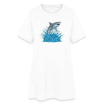 Saut de requin au-dessus de l’eau vive - Robe T-shirt Femme - blanc - Devant