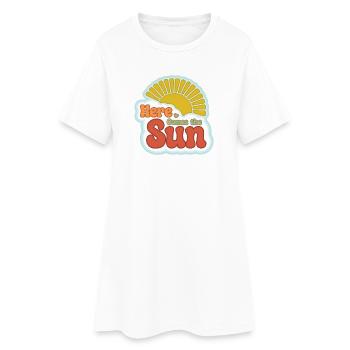 Here Comes the Sun – 60er Jahre Retro - Frauen T-Shirt-Kleid - Weiß - Vorne
