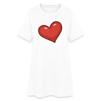Verspieltes Herz Motiv - Frauen T-Shirt-Kleid - Weiß - Vorne