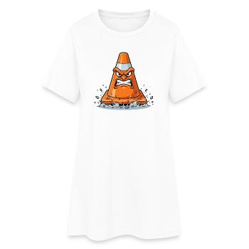 Cône en colère dans le style dessin animé - Robe T-shirt Femme - blanc - Devant