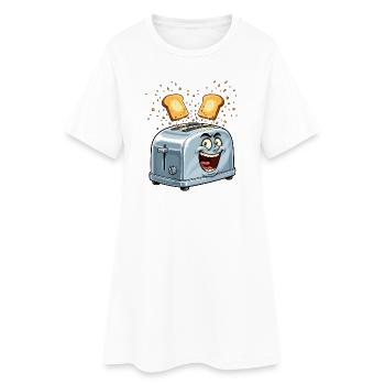Fröhlicher Toaster mit springendem Toast - Frauen T-Shirt-Kleid - Weiß - Vorne