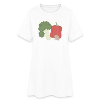 Trio de légumes brocoli poivre champignons - Robe T-shirt Femme - blanc - Devant