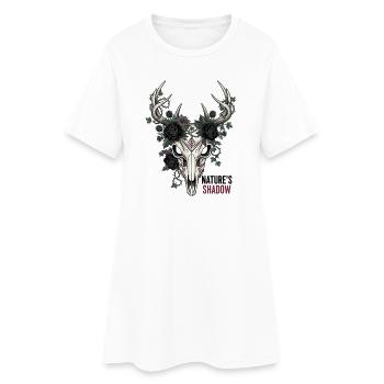 Nature's Child Gothic Deer Skull Vektorkunst - Frauen T-Shirt-Kleid - Weiß - Vorne