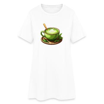 Matcha Tee - Frauen T-Shirt-Kleid - Weiß - Vorne