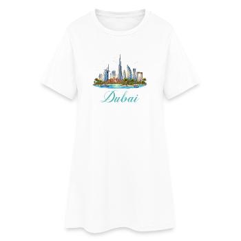 Dubai Skyline Illustration - Frauen T-Shirt-Kleid - Weiß - Vorne
