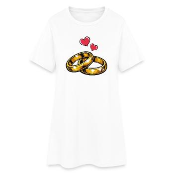 Alliances en or avec des cœurs - Robe T-shirt Femme - blanc - Devant