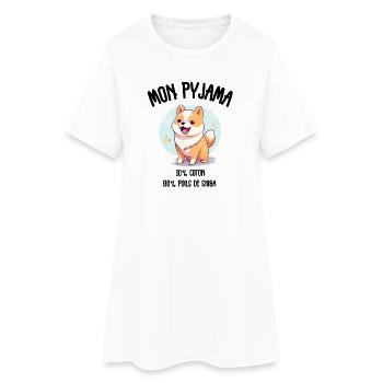 Shiba Humor Dog Pyjamas - Frauen T-Shirt-Kleid - Weiß - Vorne