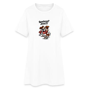 Drôle de promenage de chien en disant cadeau - Robe T-shirt Femme - blanc - Devant