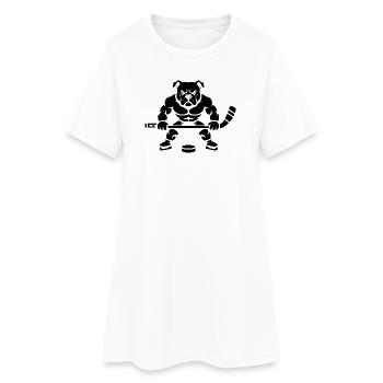 Hockey sur glace en silhouette minimaliste de Bulldog - Robe T-shirt Femme - blanc - Devant