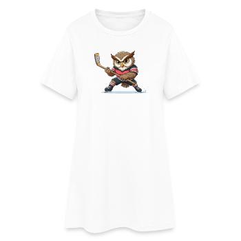 Waldkauz Eule Eishockey Spieler Cartoon Team - Frauen T-Shirt-Kleid - Weiß - Vorne