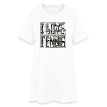 J’AIME LE TENNIS, tableau d’affichage, t-shirt d’idées cadeaux - Robe T-shirt Femme - blanc - Devant