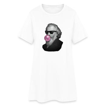 Un gentleman gris avec du chewing-gum rose - Robe T-shirt Femme - blanc - Devant