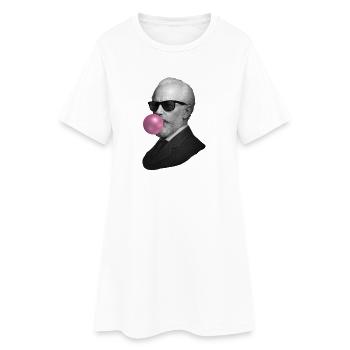 Rétro Gentleman avec du chewing-gum - Robe T-shirt Femme - blanc - Devant