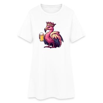 Roi de la Bière Flamant - Robe T-shirt Femme - blanc - Devant