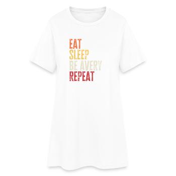 Mange, dors, sois Avery, répète Nom rétro - Robe T-shirt Femme - blanc - Devant