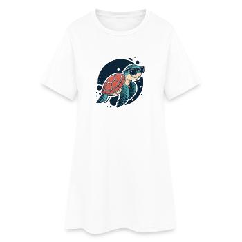 Tortue stylée lunettes soleil - Robe T-shirt Femme - blanc - Devant