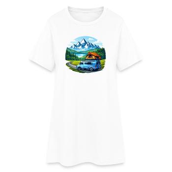 Illustration du Vanlife Camper Motif de la montagne - Robe T-shirt Femme - blanc - Devant