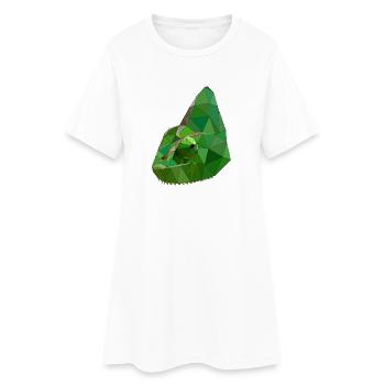 Low Poly Chameleon Geometric Art - Women’s T-Shirt Dress - white - Front