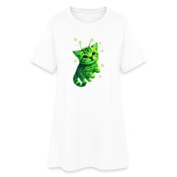 Alien Cat - Robe T-shirt Femme - blanc - Devant