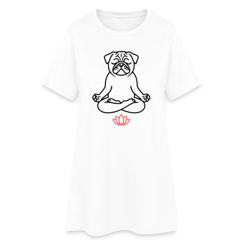 Pug Yoga Meditation Outline - Women’s T-Shirt Dress - white - Front