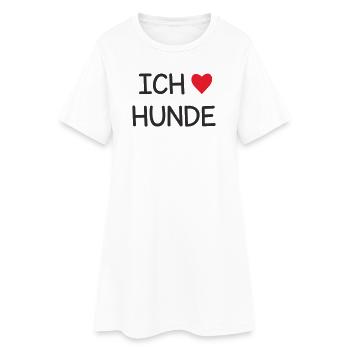 Ich ❤️ Hunde – Süßes Hundeliebe Textdesign - Frauen T-Shirt-Kleid - Weiß - Vorne