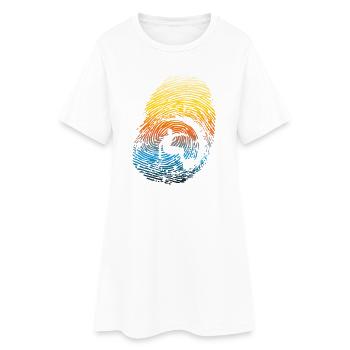 Empreinte digitale des vagues arc-en-ciel au coucher de soleil - Robe T-shirt Femme - blanc - Devant