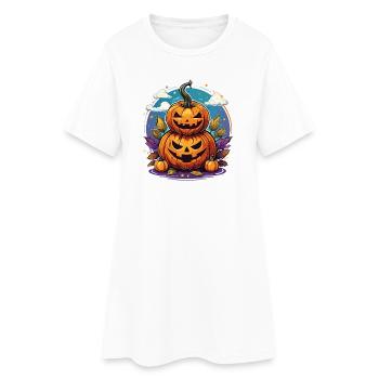 Citrouilles effrayantes d’Halloween - Robe T-shirt Femme - blanc - Devant