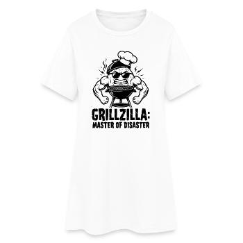 BBQ Grillmeister GRILLZILLA, lustiger BBQ Hoodie - Frauen T-Shirt-Kleid - Weiß - Vorne