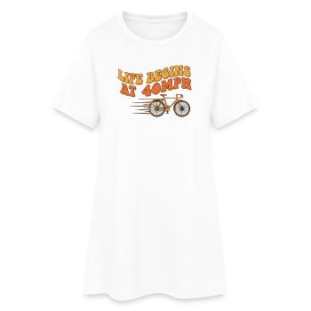 Retro-Leben beginnt bei 40 mph Fahrradkunst - Frauen T-Shirt-Kleid - Weiß - Vorne