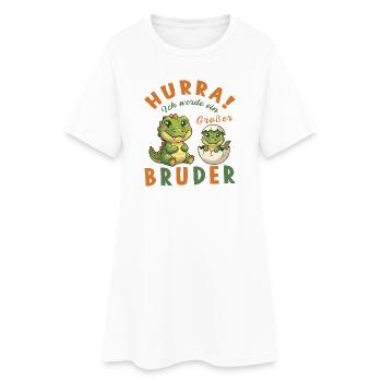 Großer Bruder Dino – Hurra ich werde ein Bruder - Frauen T-Shirt-Kleid - Weiß - Vorne