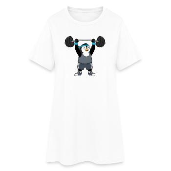 Penguin Fitness Training Dumbbell Workout - Women’s T-Shirt Dress - white - Front