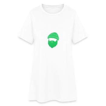 Beanie Bart Design – Maritimer Streetstyle - Frauen T-Shirt-Kleid - Weiß - Vorne