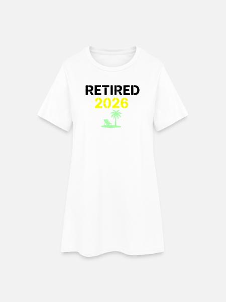 Pension Palm 2026 retraité - Robe T-shirt Femme - blanc
