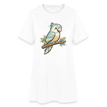 Perroquet pastel sur une branche – style vintage - Robe T-shirt Femme - blanc - Devant