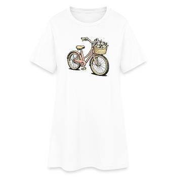 Flower Basket Bicycle Pastel Style - Women’s T-Shirt Dress - white - Front