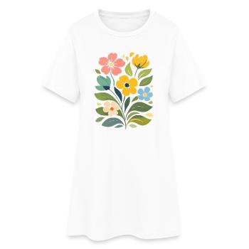 Illustration de fleurs colorées Motif floral nature - Robe T-shirt Femme - blanc - Devant