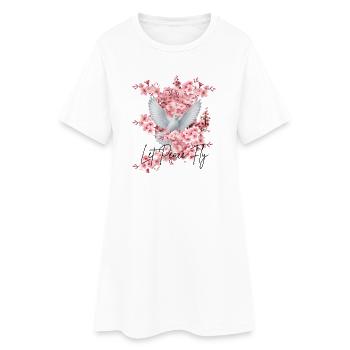 Friedens-Taube vor Kirschblüten - Frauen T-Shirt-Kleid - Weiß - Vorne