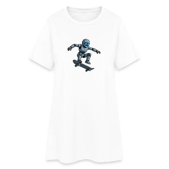 02 Le Robot Urbain Skateboard - Robe T-shirt Femme - blanc - Devant