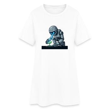 5 Le Robot Botaniste - Robe T-shirt Femme - blanc - Devant
