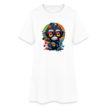 Éclaboussure de Singe à Lunettes Néon - Singe - Singe - Robe T-shirt Femme - blanc - Devant