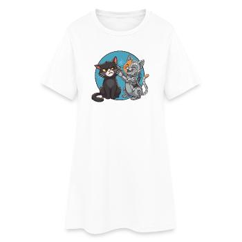 Chat und Roboter - Frauen T-Shirt-Kleid - Weiß - Vorne