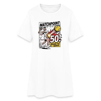 Matchpoint 50 – Stilvolles Tennis Geburtstag Shirt - Frauen T-Shirt-Kleid - Weiß - Vorne