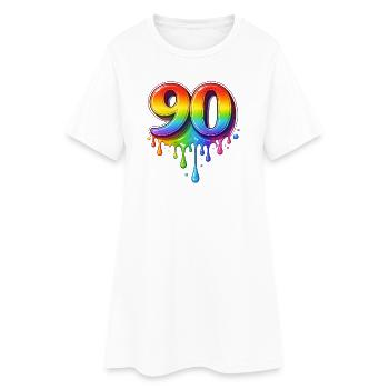 90 Rainbow Retro Number - Women’s T-Shirt Dress - white - Front