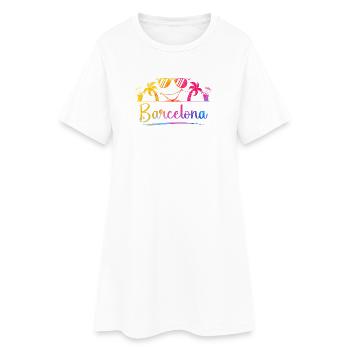 Coucher de soleil de palmier de Barcelona Beach - Robe T-shirt Femme - blanc - Devant