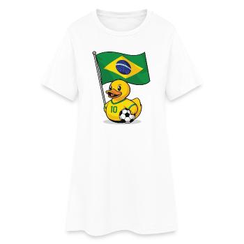 Le fan de football brésilien avec un drapeau - Robe T-shirt Femme - blanc - Devant