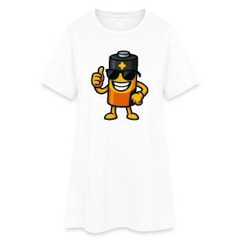 Batteij avec des lunettes de soleil - Robe T-shirt Femme - blanc - Devant