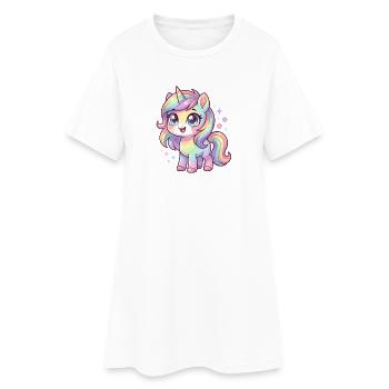Chibi licorne Pluie Pastel - Robe T-shirt Femme - blanc - Devant